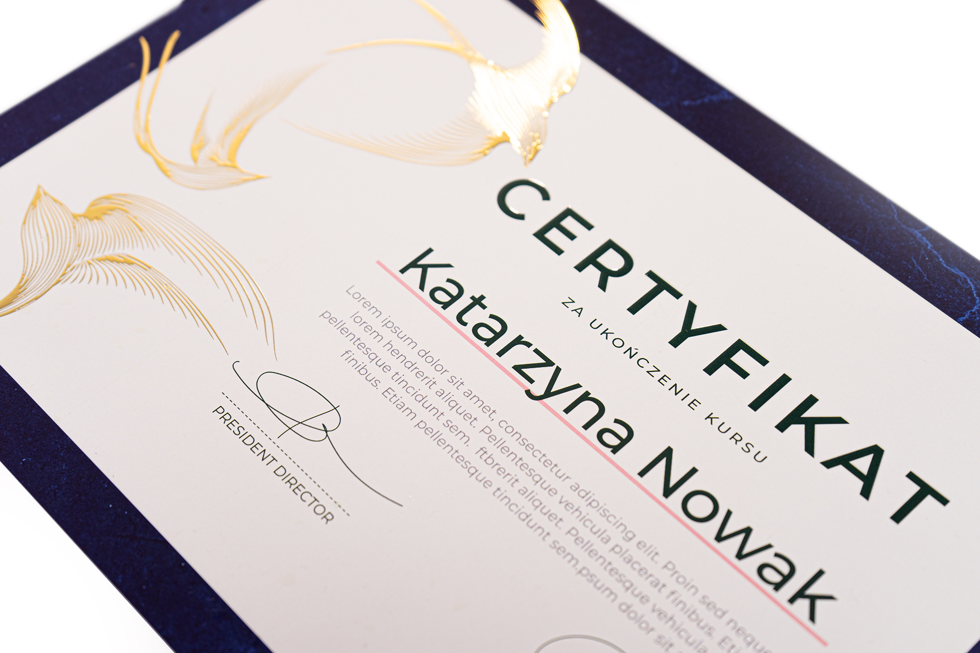 Dyplomy, certyfikaty Premium, 3D, złocenia, srebrzenia